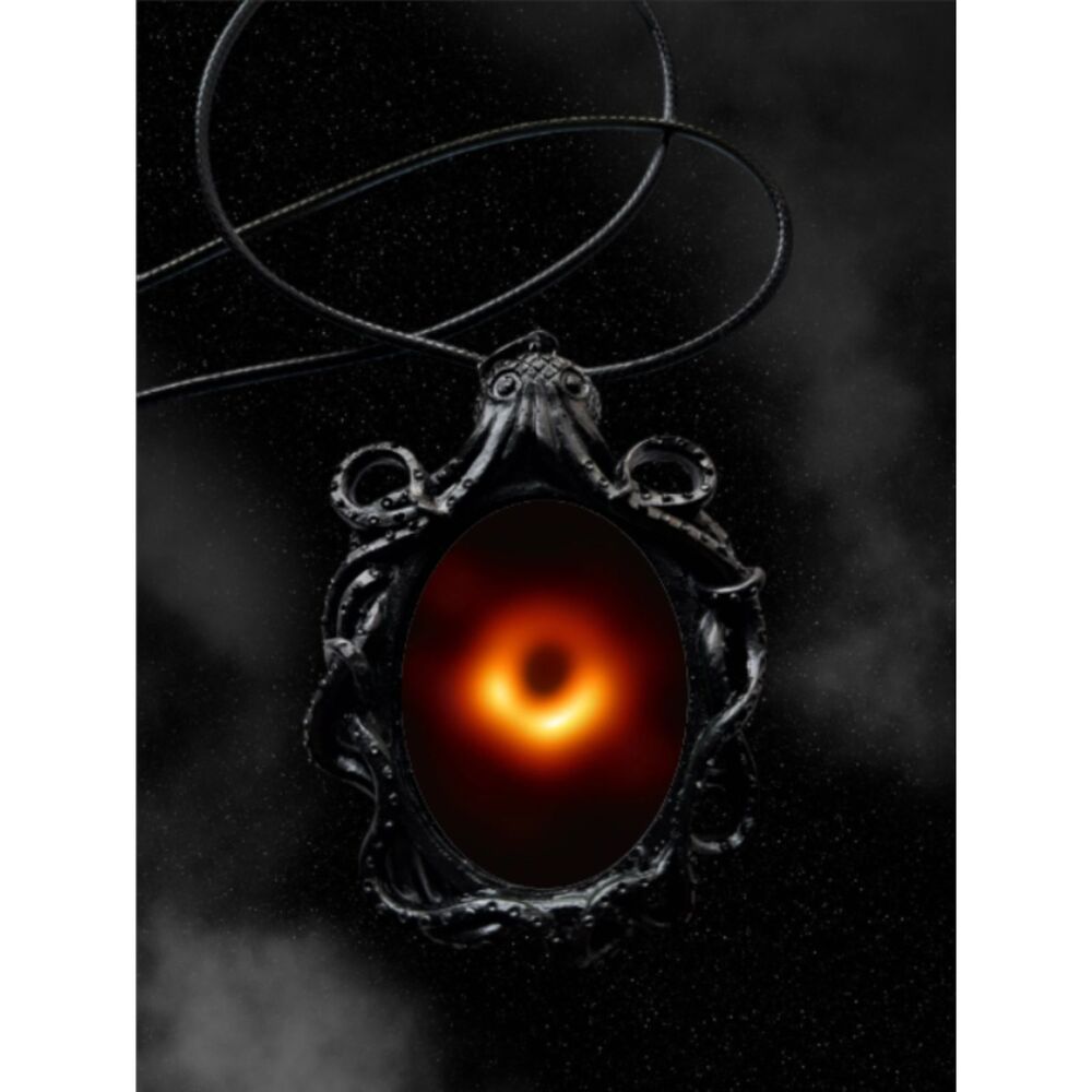 Black Hole Pendant Universe Wicca Altar Totem Keepsake Outer Space Necklace